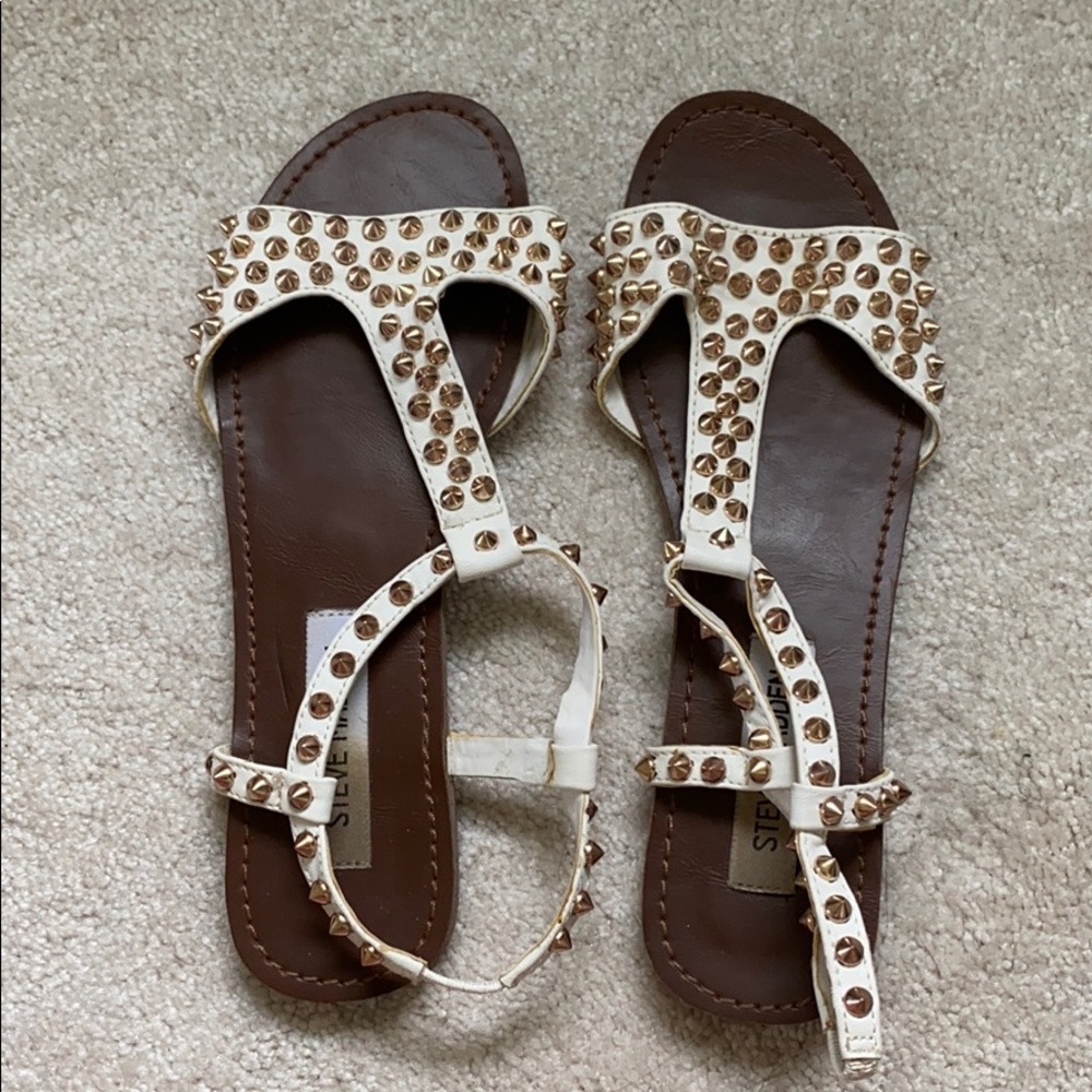 Steve Madden white and rose gold studded sandals